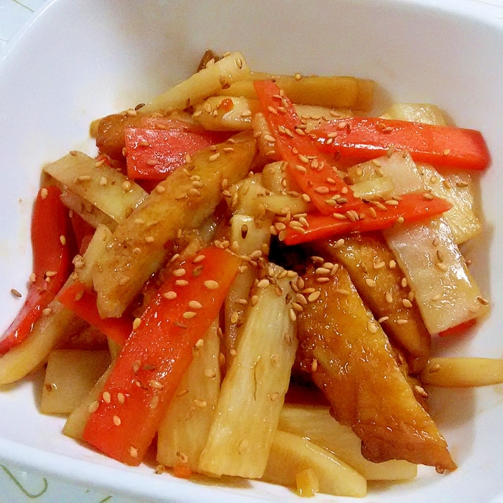 さつま揚げと根菜の中華風きんぴら++